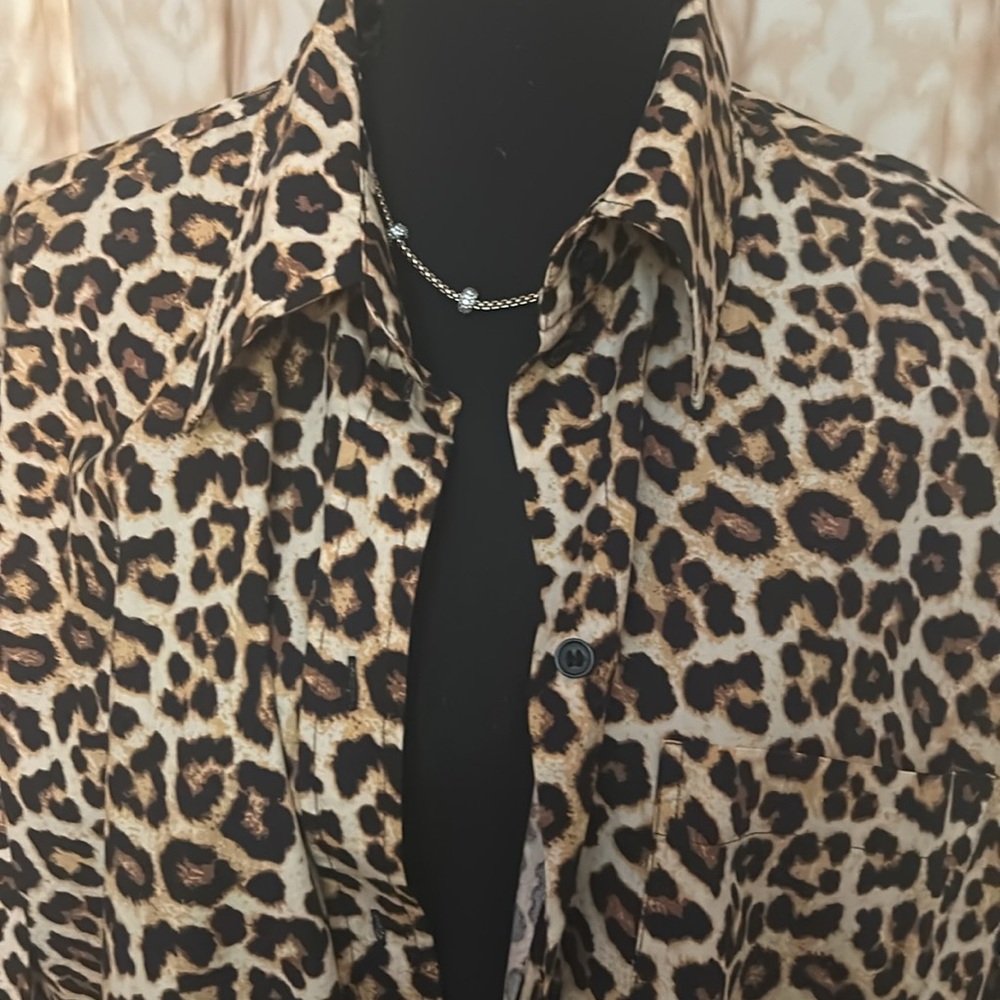 H&M Leopard Print Oversized Button Up Tunic Top Medium - Picture 2 of 11